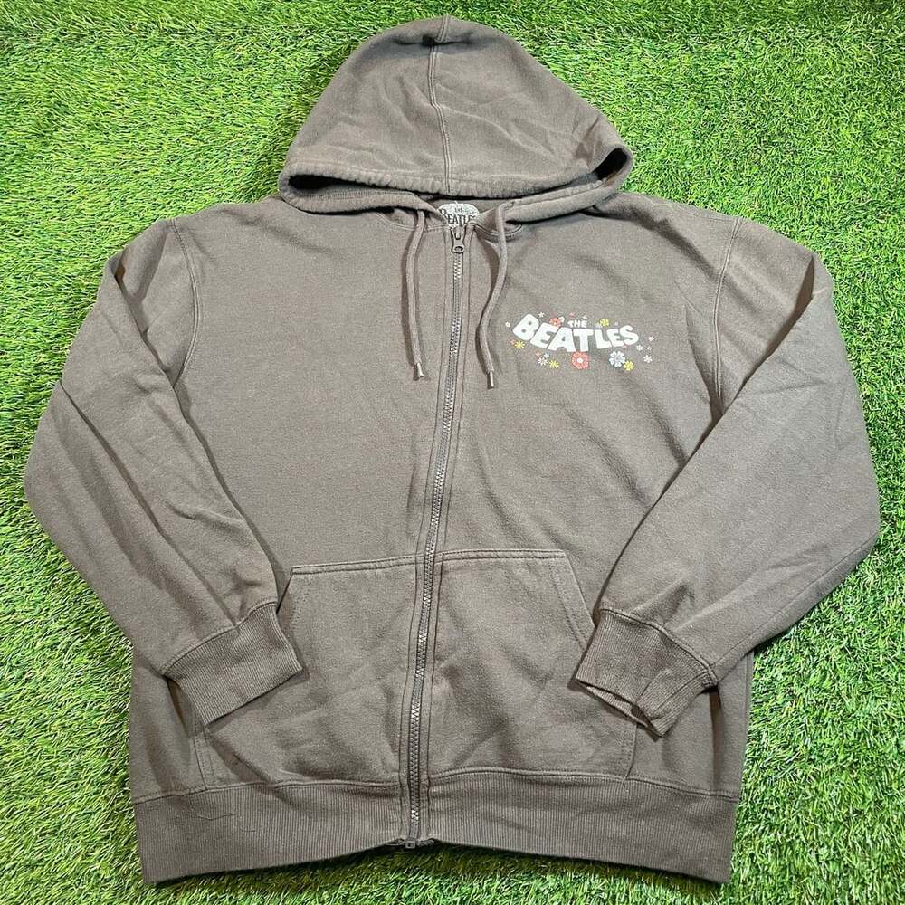 The Beatles Come Together Gray 2-Sided Full Zip Hoodie Sweatshirt Medium